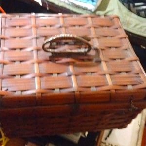 Wicker basket w/ lid